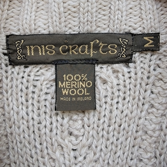Inis Craft Irish 100% Merino Wool Cable Knit Zip - Picture 4 of 8